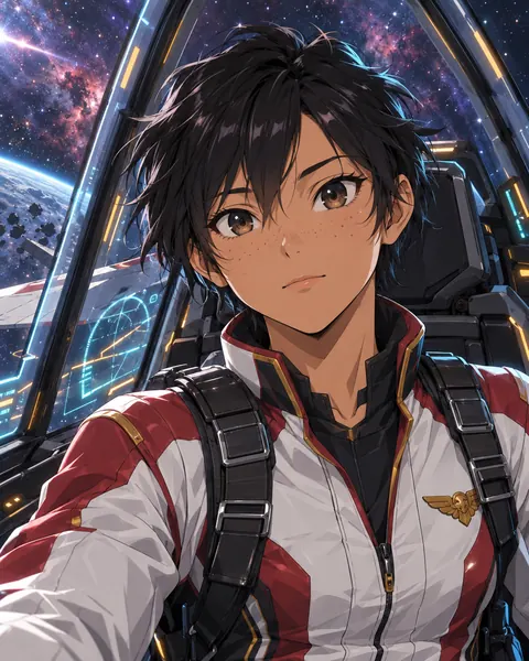 Ens. Mei Lestari with short hair and freckles, holding her helmet.